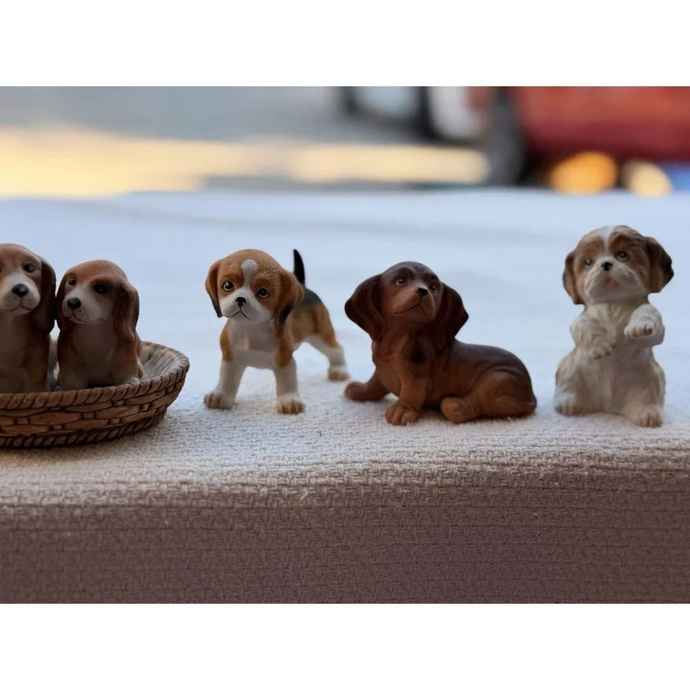 Vintage Lot Of 8 Variety Dog Glass Figurines 90s